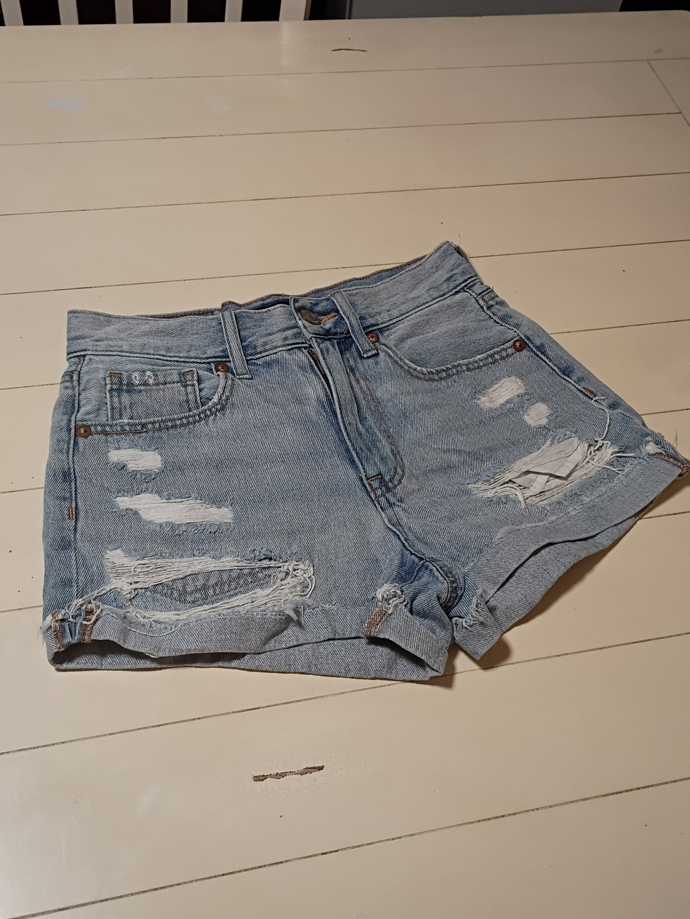 Aeropostale Light Blue Distressed Denim Cutoff Shorts